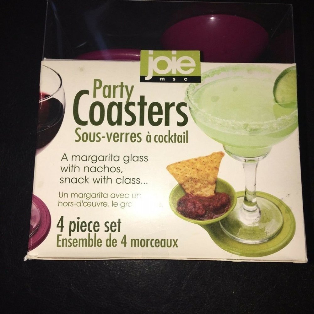 4 Piece Party Drinks and Snacks Coasters